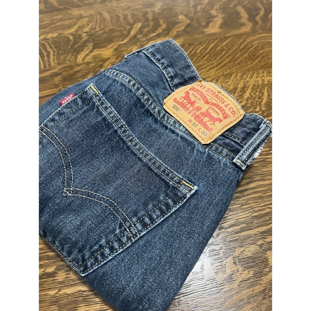 Levi's 505 Jeans Mens 33x30 Dark Wash Faded Straight Leg Denim